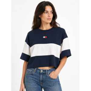 THJ BADGE TEE BLUE STRIPED WHITE