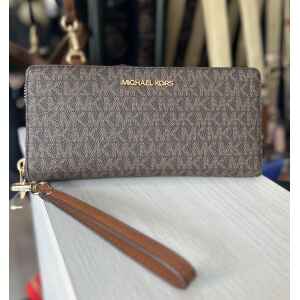 MK JET SET TRAVEL CONTINENTAL BROWN PURSE