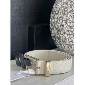 TH BELT SQUARE MONOGRAM CREAM
