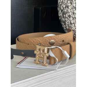 TH BELT MONOGRAM MONO CAMEL