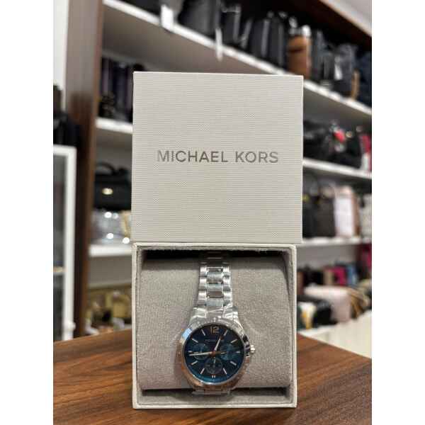 MK SILVER WATCH BLUE FACE MEN