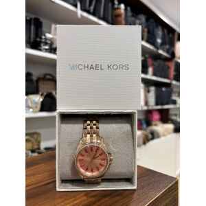 MK ROSEGOLD WATCH WITH FUCHSIA NUMBERS