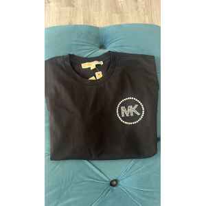 MK BLACK T SHIRT WITH SILVER SMALL LOGO