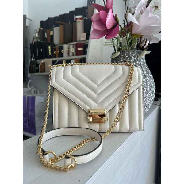 MK WHITNAY FLAP CHN SHLDR CREAM