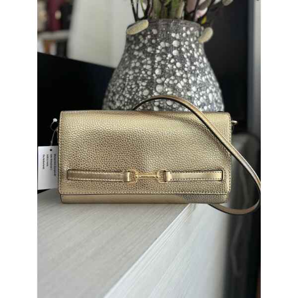 MK CARSON LG WALLET ON A CHAIN LEATHER GOLD