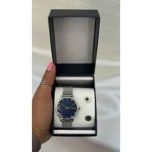 TH SET WATCH SILVER WHIT CUFF LINKS