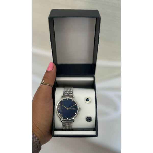 TH SET WATCH SILVER WHIT CUFF LINKS