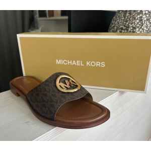 MK HANNAH FLAT SLIDE BROWN