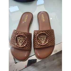 GUESS WOVEN BROWN SLIDERS