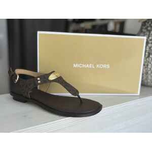 MK PLATE THONG BROWN