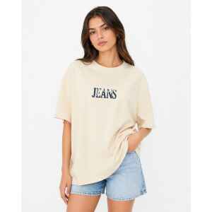 GUESS JEANS T-SHIRT OVERSIZED FIT CREAM