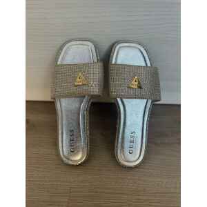 GUESS RHINESTONE SILVER SLIDERS