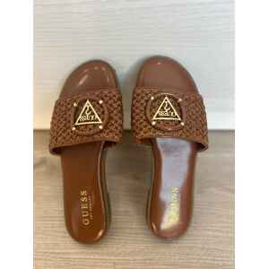 GUESS WOVEN BROWN SLIDERS