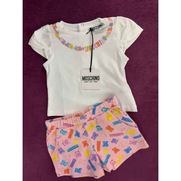 MOSCHINO SET WHITE TSHIRT/PINK SHORT