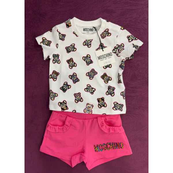 MOSHCINO SET WHITE TSHIRT/FUCHSIA SHORT