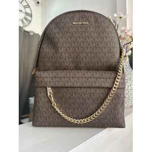 MK SLATER BROWN CHAIN BACKPACK
