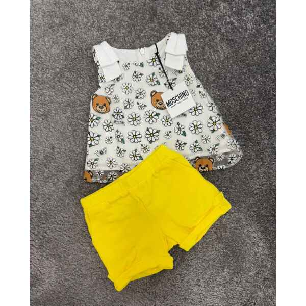 MOSCHINO SET WHITE FLOWERS TOP/YELLOW SHORT