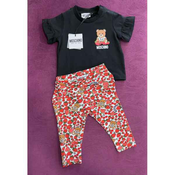 MOSCHINO SET BLACK TSHIRT/FRUITS LEGGING