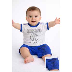 MOSCHINO SET TSHIRT/SHORTS WHITE BLUE