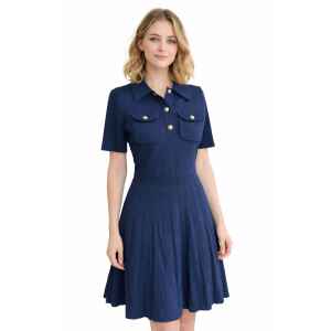 MK COLLAR DRESS MIDNIGHT BLUE