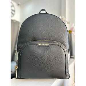 MK JAYCEE BLACK LARGE ZIP BACKPACK LEATHER