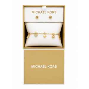 MK GOLD SET BRACELET WITH CHARMS AND EARRINGS