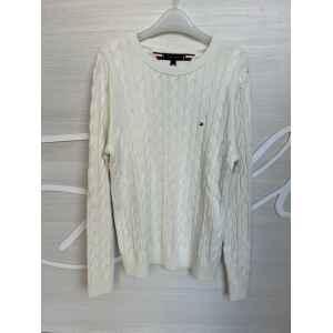 TH CLASSIC COTTON CABLE CREW NECK IVORY