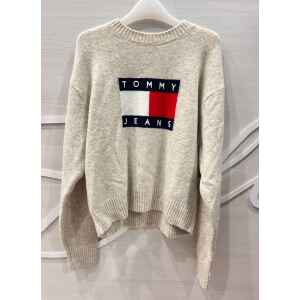 TJW MELANGE FLAG SWEATER EXT BEIGE