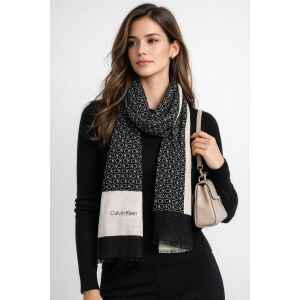 CK GEO MINIMAL LOGO LINE STOLE BLACK