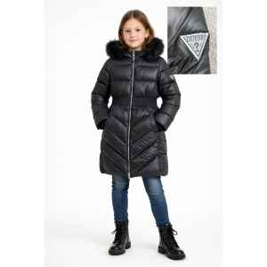 GUESS BLACK LONG PUFFER JACKET