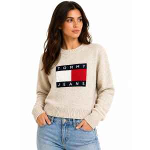 TJW MELANGE FLAG SWEATER EXT BEIGE