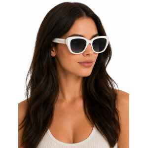 MK WHITE SUNGLASSES GOLD LOGO