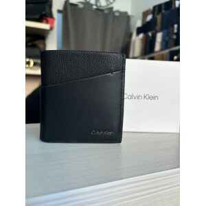 CK DIAGONAL TRIFOLD WITH COIN BLACK WALLET