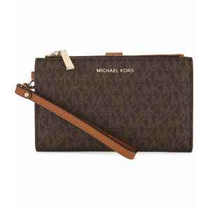 MICHAEL KORS DOUBLE ZIP BROWN LOGO WRISTLET
