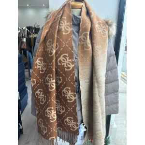 GUESS WOOL SCARF BROWN TWO-TONE