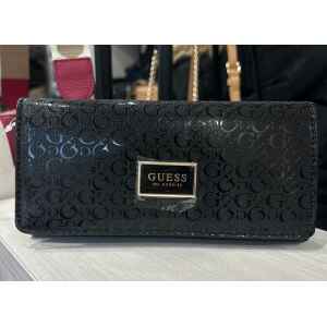 GUESS ABREE BLACK SHINE FLAP PURSE