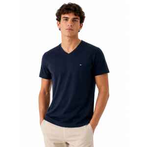 TH BASIC TSHIRT V NECK NAVY BLUE SMALL LOGO