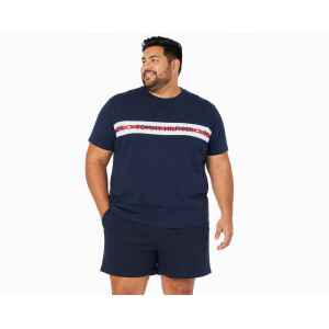 TH MEN BLUE T SHIRT RED LOGO
