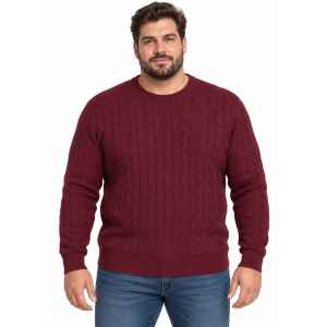 TH CABLE  KNIT ROUND NECK MAROON