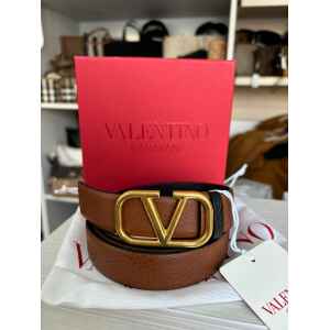 VALENTINO GOLD SMALL BUCKLE TAN/BLACK