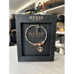 GUESS SILVER BRACELET WITH HEARTS CHARMS