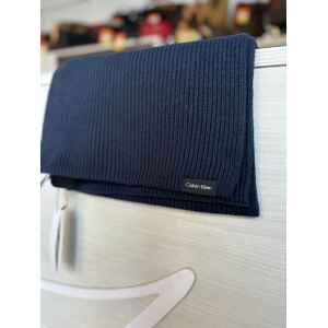 CK SCARF MEN CLASSIC COTTON RIB KNIT SCARF NAVY BLUE