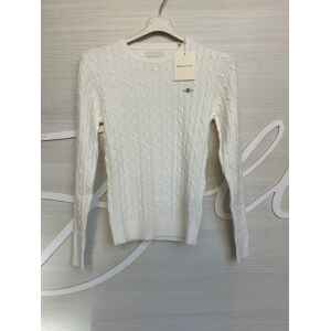 GANT STRETCH COTTON CABLE ROUND NECK WHITE