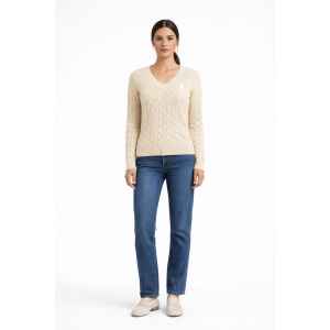 U.S POLO V NECK SWEATSHIRT BEIGE