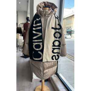 CK LOGO WOVEN SCARF BLACK/BEIGE