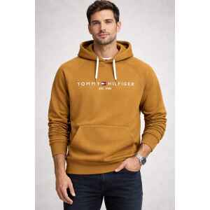 TH HOODIE CAMEL WHITE LETTERS