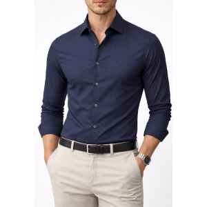 CK POPLIN NIGHT SKY STRETCH SLIM SHIRT