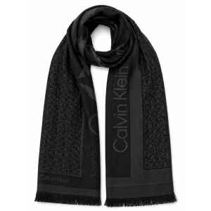 CK LARGE MONOGRAM JACQUARD SCARF GREY