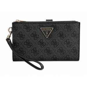 GUESS LAUREL II COAL LOGO DOUBLE ZIP WALLET