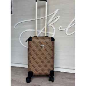GUESS BROWN LOGO LATONA TRAVEL TROLLEY SML